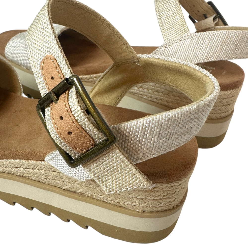 Toms Sandals Shoes Diana Espadrille Wedge Platform Sawtooth Sole Gold 9 Boho - Picture 11 of 12